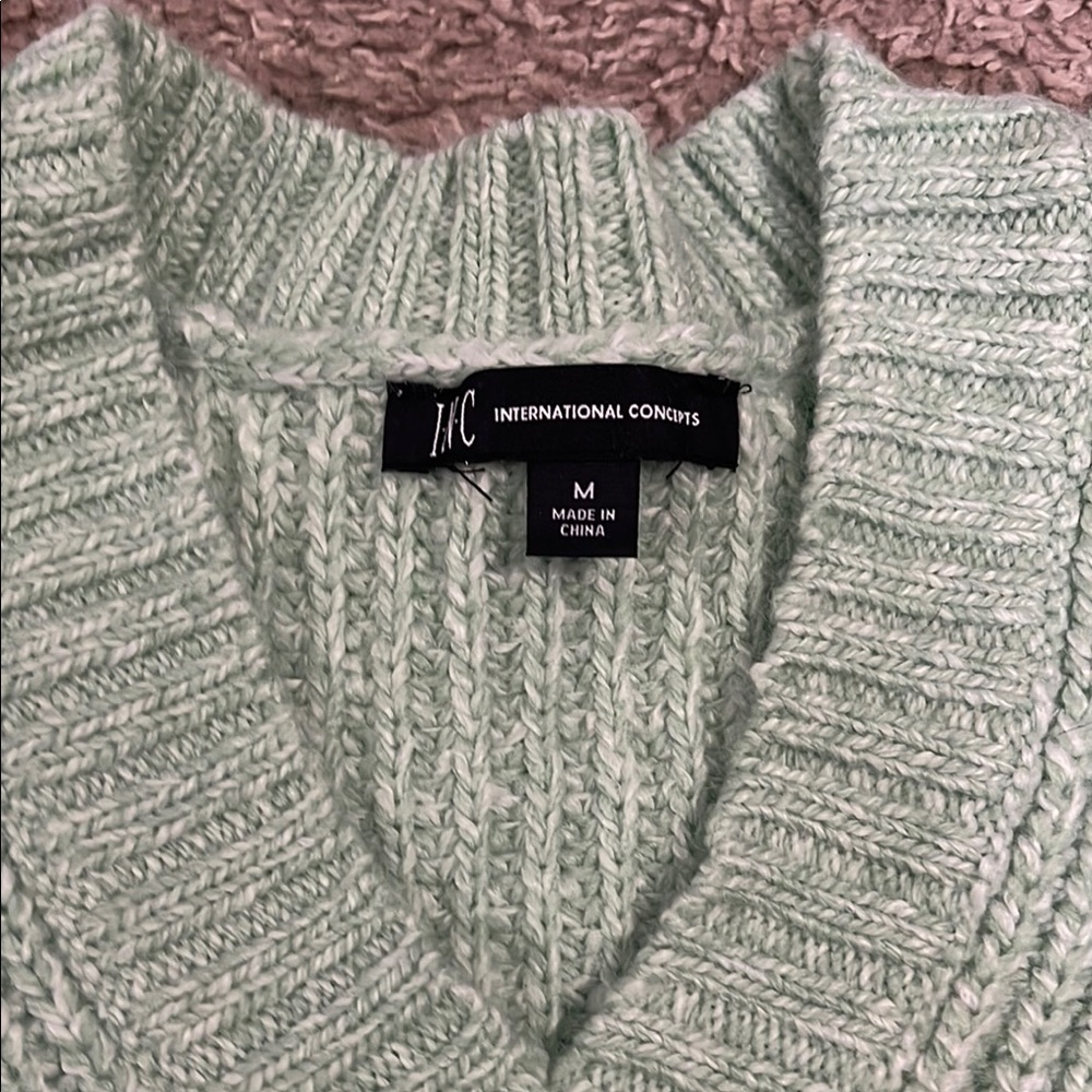 NWOT Mint Green V-Neck Sweater - Picture 2 of 4